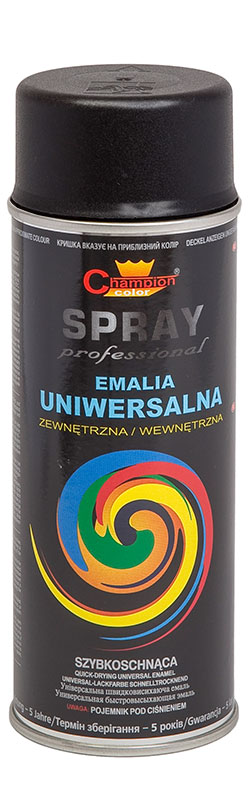 Lakier spray Uniwersalny 400 ml czarny mat RAL9005 Champion